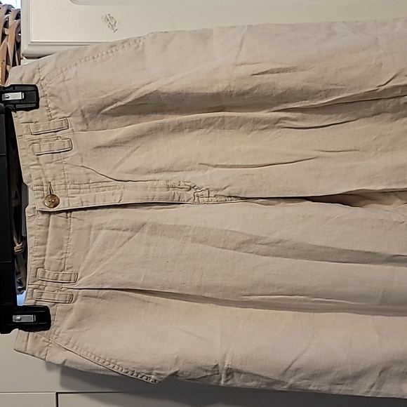 Liz Claiborne Lizwear Pants Sz 10 Linen Blend Beige Highwaist Pleated Bohemian - Picture 2 of 12